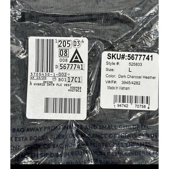 NEW Lands End Mens Hybrid Sweater Fleece Vest Dark Charcoal Heather Large 42-44 - Picture 8 of 8